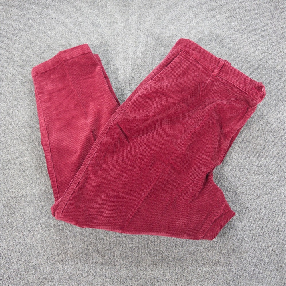 LL Bean Womens 22W Original Fit Corduroy Pants Burgundy Red Straight Leg #4792